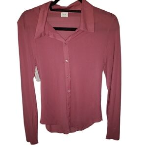 NWT Aritzia Wilfred Charm Blouse Rhodon Pink- L